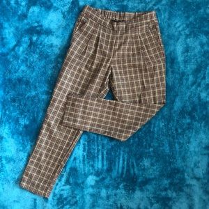 Plaid, elastic waistband, dress pants